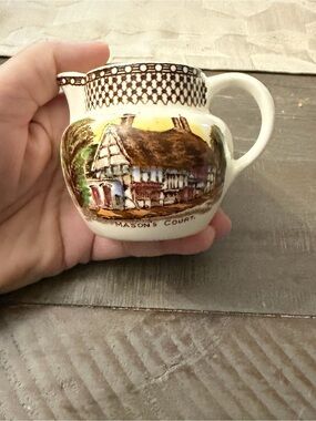 Shakespeary Land Ceramic Mini Pitcher in White with Brown Transfer